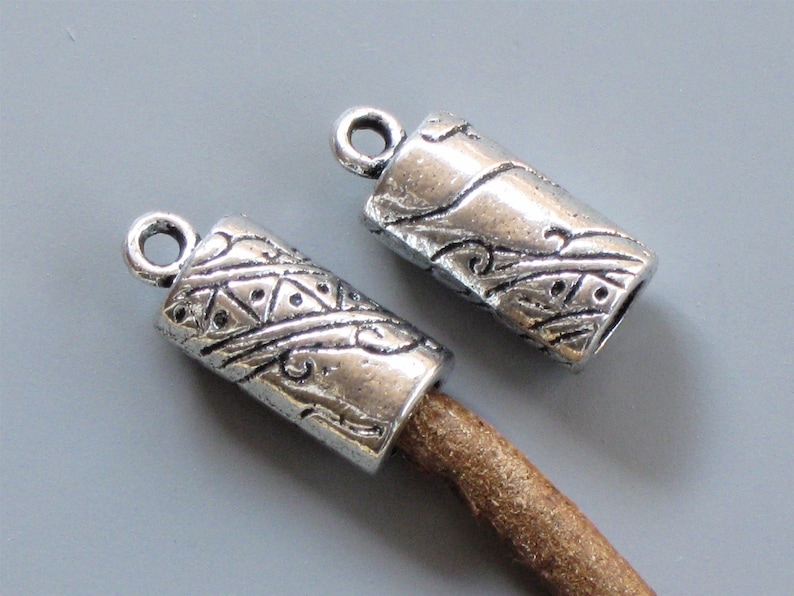 6 Large Silver Leather Jewelry END CAPS With Loop . Ornate . Etsy