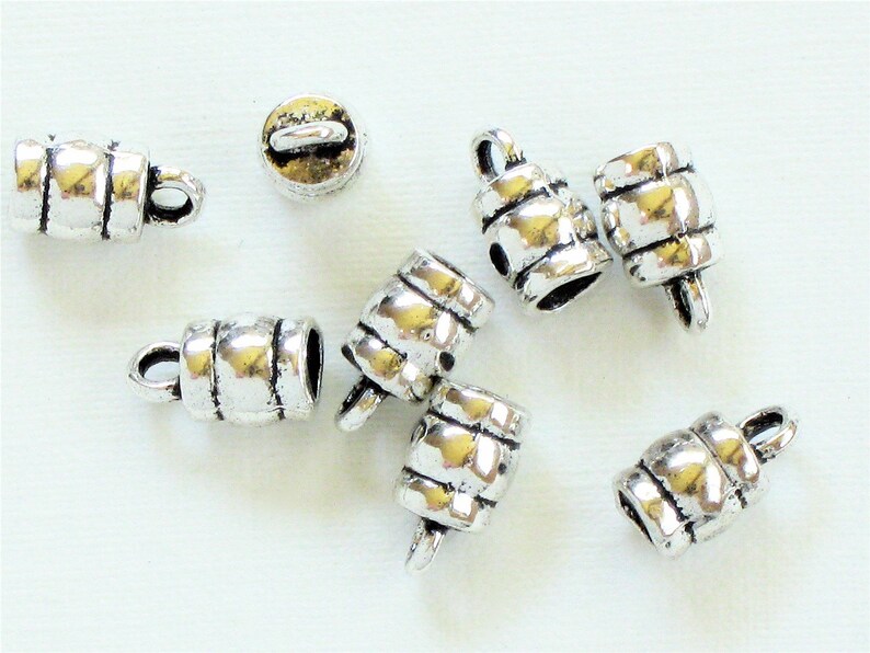 12 Silver Leather Jewelry Cord End Caps With Loop 3.8mm Inside Etsy