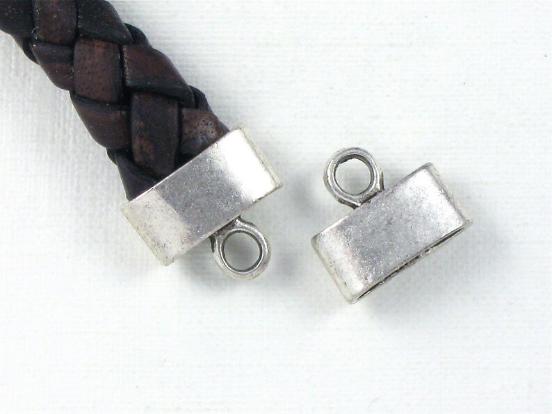 12 Cord Jewelry END CAPS in Silver Tone . Large and Oval . 9mm Etsy