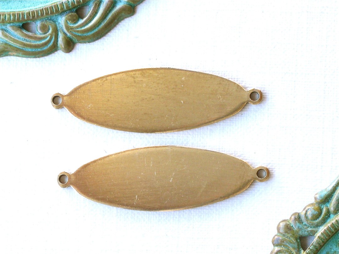 6 Oval Blank Jewelry Pendant With 2 Loops. Thick Raw Brass Etsy