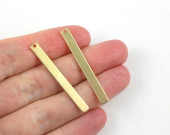 10 blank BAR jewelry pendant or earring drops. 41mm x 4mm. Raw brass stamping made in US. (S49c).