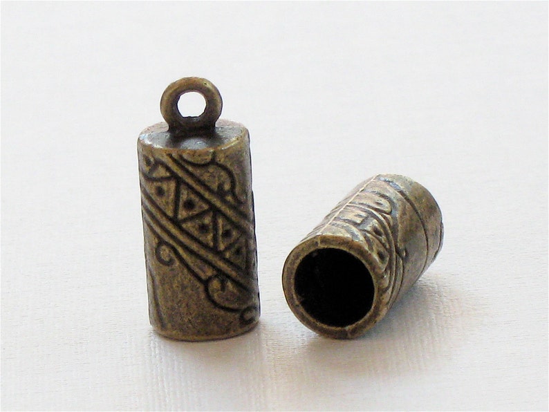 30 Cord Jewelry END CAPS With Loop Antique Bronze . Large and Etsy