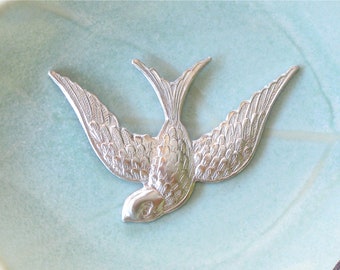 2 Silber SPARROW Vogel Schmuck Verzierung. Schönes Detail. Hergestellt in den USA. 42mm x 38mm (ST49b)