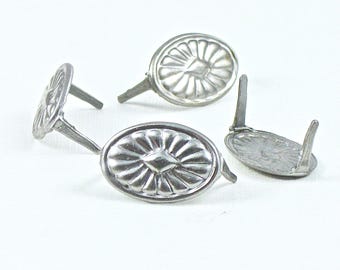 12 gun metal CONCHO prong stud nailhead for leather crafts. raw steel pieces. (S400) Made in the US