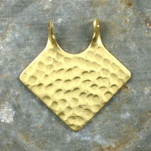 4 gold DIAMOND hammered jewelry pendant. Raw brass stamping made in US. 29mm x 28mm (S33). Please read description