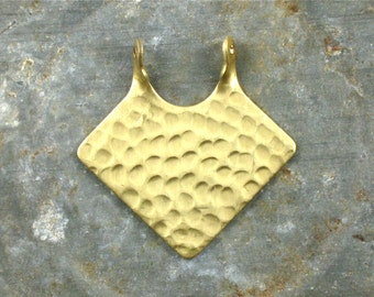 4 gold DIAMOND hammered jewelry pendant. Raw brass stamping made in US. 29mm x 28mm (S33). Please read description