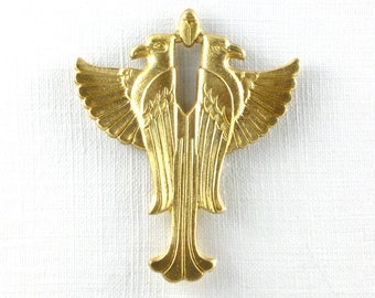 1 large egyptian Bird gold pendant, solid piece. Raw brass stamping made in US. 45mm x 37mm (FF16).