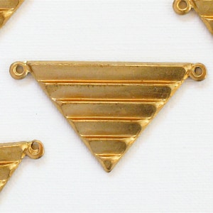 3 TRIANGLE geometric jewelry pendant. Raw brass stamping made in US. 17mm x 29mm (ST67)