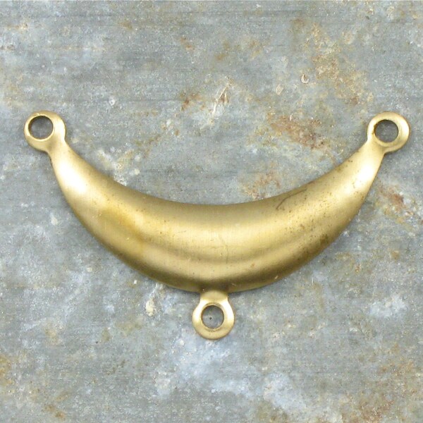 gold CRESCENTS jewelry charm connectors or earring drops. Raw brass stamping made in US. 25mm x 9.5mm (ST83). Please read description