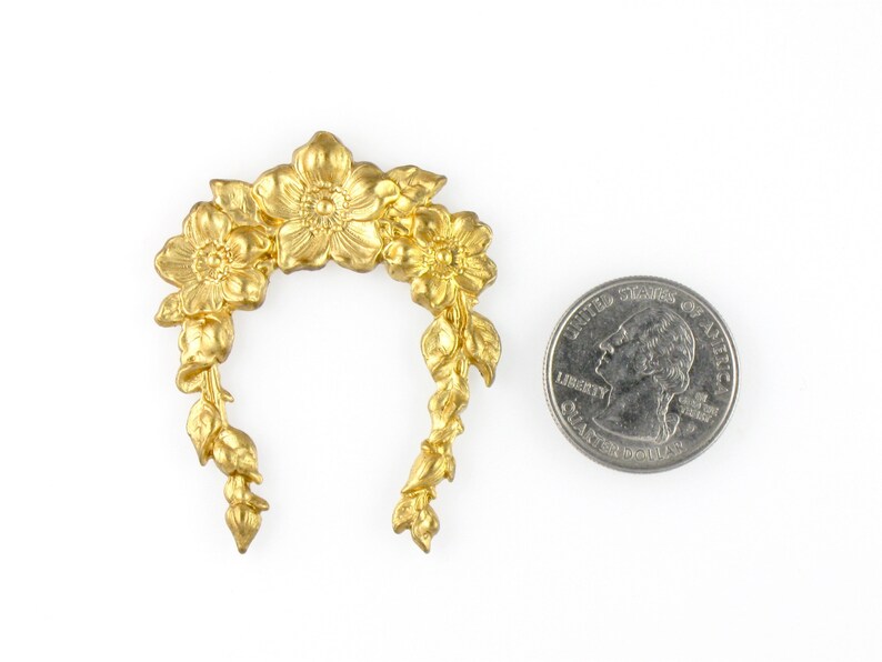 Gold Flower Crown Jewelry Embellishment. Raw Brass Stamping. 2 Etsy