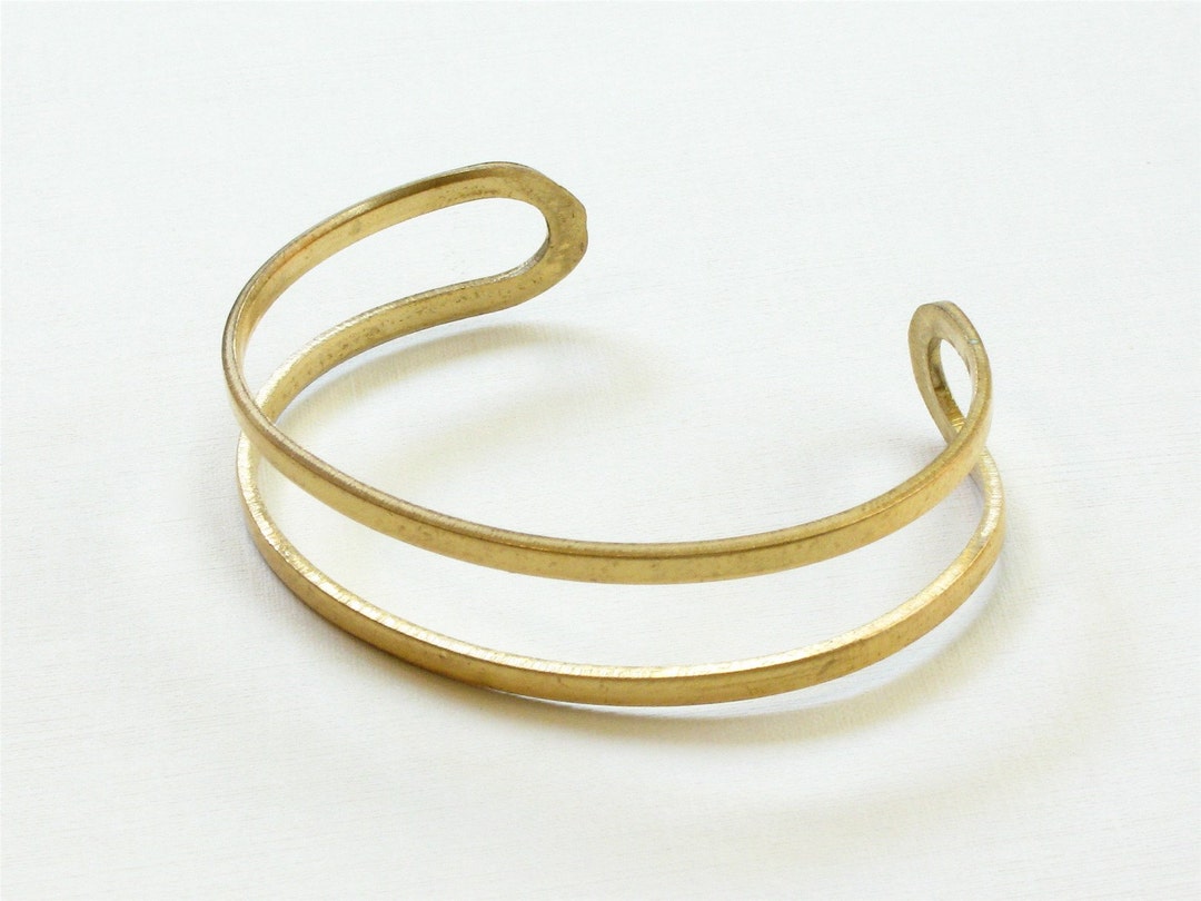 2 Blank Double Band BRACELET Jewelry Cuff . Gold Raw Brass. Made in the ...