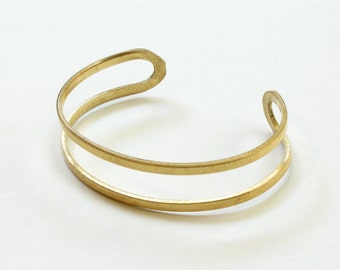 2 leere Doppelband BRACELET Schmuck Manschette. Gold roh Messing. Hergestellt in den USA (S201)