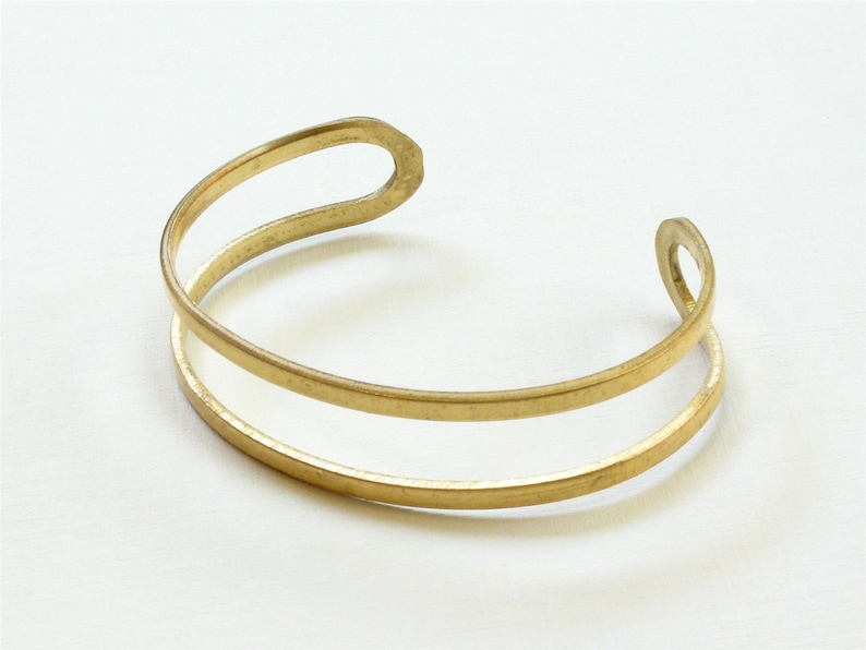 6 Blank double band BRACELET jewelry cuff . Gold raw brass. Made in the USA S201 image 1