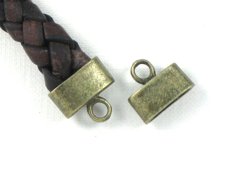 12 Cord Jewelry END CAPS in Antique Bronze . Large and Oval . Etsy