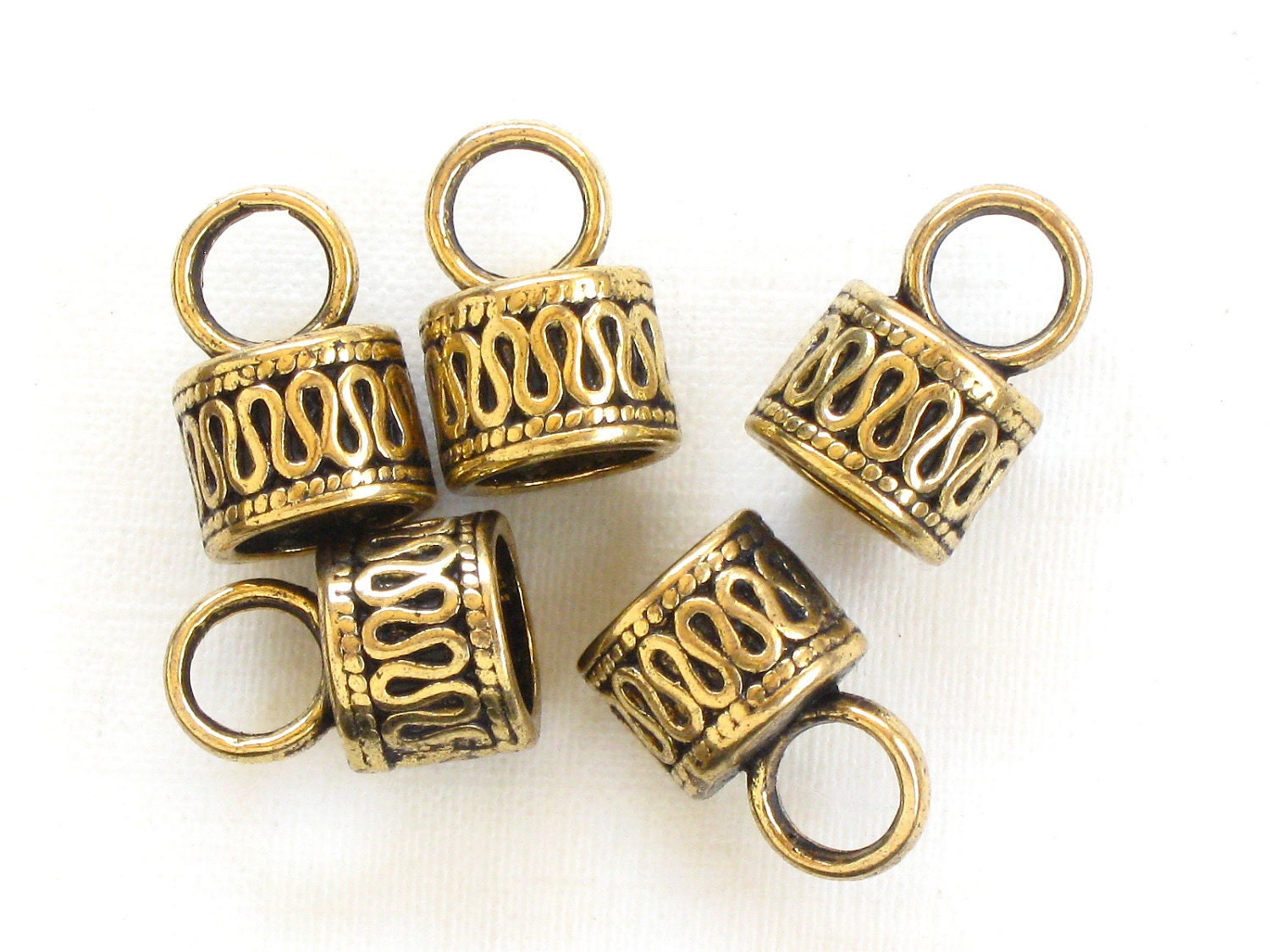 4 large End Cap beads. ornate gold colored with loop for 7mm Etsy