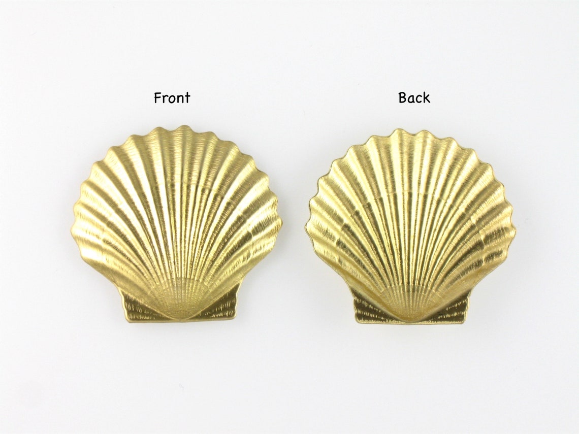 4 Gold SEASHELL Jewelry Embellishments. Raw Brass Stamping. Etsy