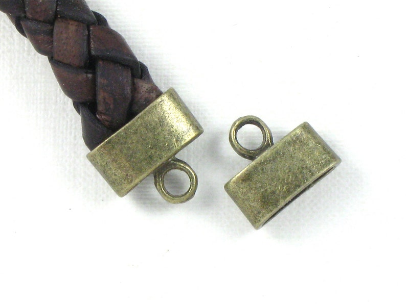 50 Cord Jewelry END CAPS in Antique Bronze . Large and Oval . Etsy