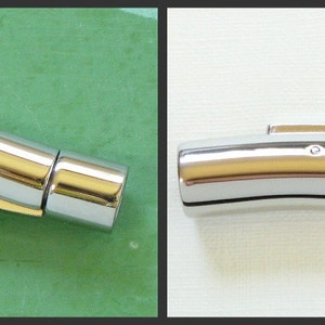 2 silver Stainless Steel end cap clasp for leather jewelry. Bayonet clasp. 6mm inside diameter image 5