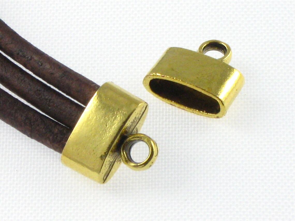 12 Cord Jewelry END CAPS in Gold Tone . Large and Oval . 9mm X Etsy