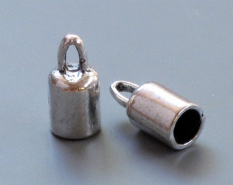 AS-IS SALE 12 große Silber Schmuck End Caps mit Schleife für Leder. Innendurchmesser von 5mm (EC1as)