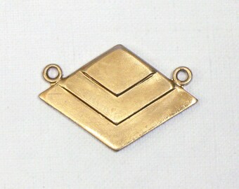 3 CHEVRON geometric jewelry pendant in GOLD color. Raw brass stamping made in US. 17mm x 24mm (ST65). Please read description