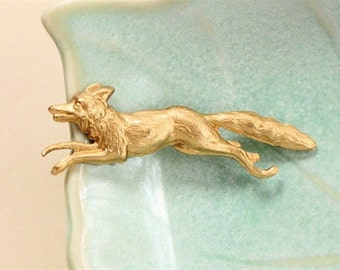 gold FOX jewelry embellishment. Raw brass stamping made in US. 47mm x 14mm (FF2a)