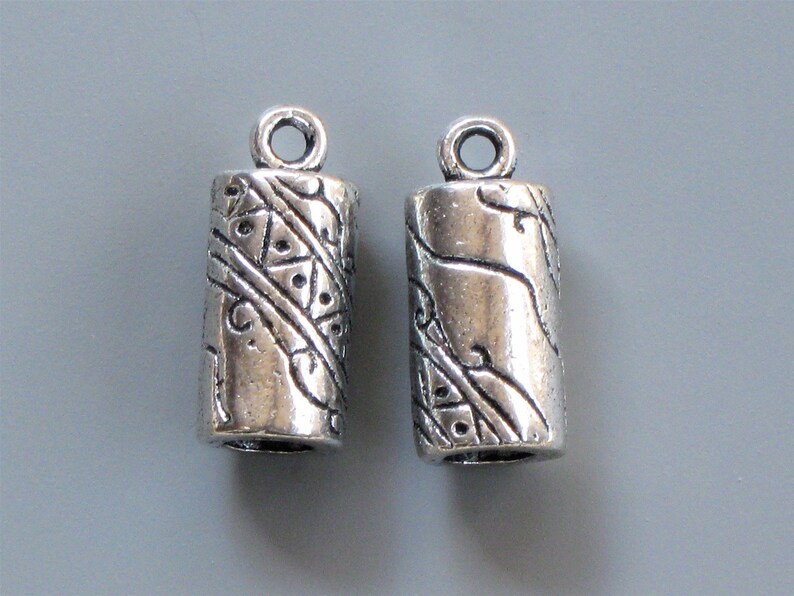 6 Large Silver Leather Jewelry END CAPS With Loop . Ornate . Etsy