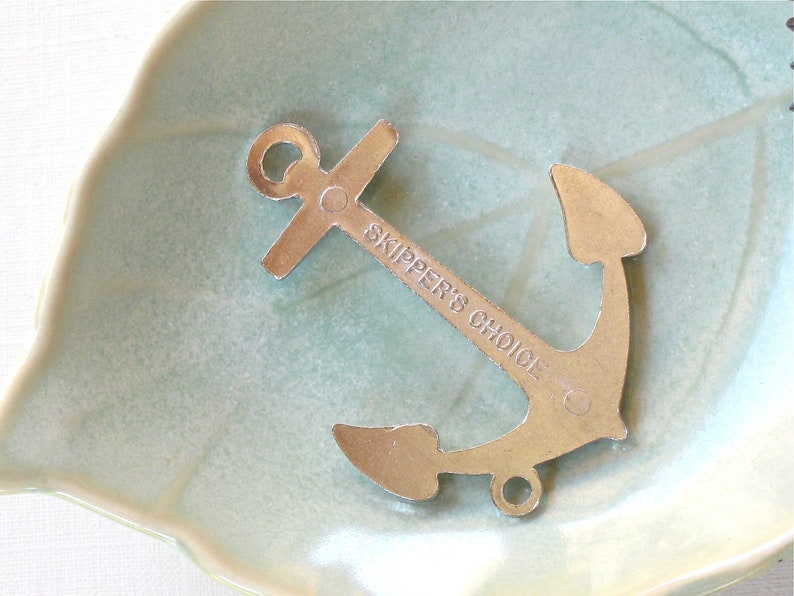 44mm x 33mm . SALE Large solid boat ANCHOR jewelry pendant FF31 Matte Silver Plated Brass