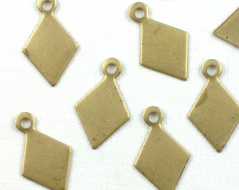 20 small blank DIAMOND jewelry charms. Perfect for stamping or necklace tags. Raw brass, made in the US. 15mm x 9mm (ST82)