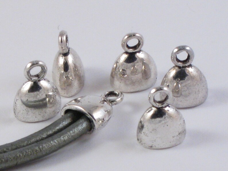 SALE 30 silver leather jewelry End Caps with loop . Large and Etsy