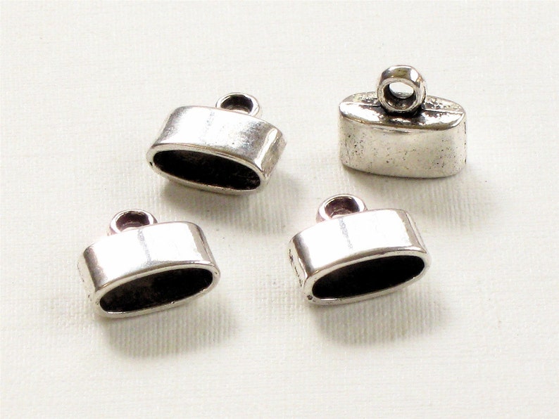 12 Cord Jewelry END CAPS in Silver Tone . Large and Oval . 9mm Etsy