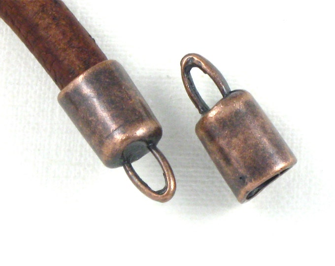 12 Large Antique Copper Jewelry End Caps With Loop for Etsy