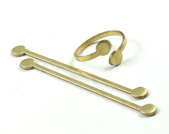 6 brass flat or curved RING Blanks. Adjustable with round flat areas for stamping (S300). Please read description