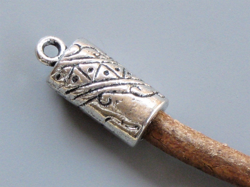 6 Large Silver Leather Jewelry END CAPS With Loop . Ornate . Etsy