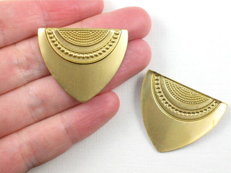 4 Brass TRIANGLE Jewelry Embellishments in Goldish Copper Etsy