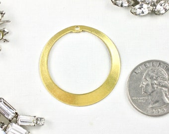 4 small Round HOOPS jewelry earring drop or pendant. Over 1 inch wide. Raw brass stamping made in US. (T39D)