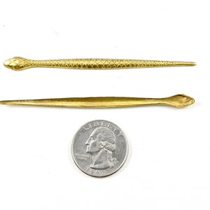 gold SNAKE jewelry embellishment in raw brass. Use for a ring, earrings, bracelet or pendant. 3.25 inches long ST27a image 3