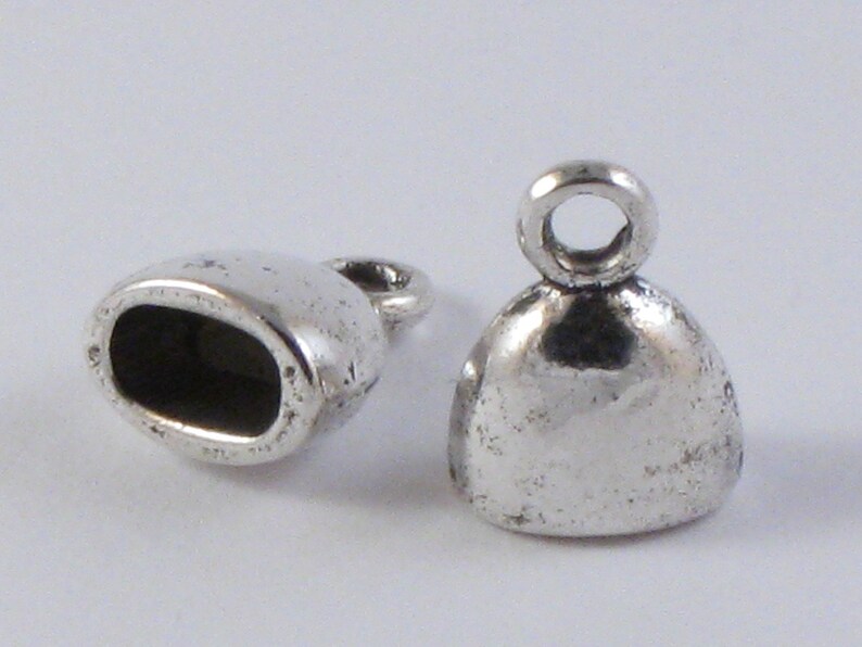 SALE 30 silver leather jewelry End Caps with loop . Large and Etsy