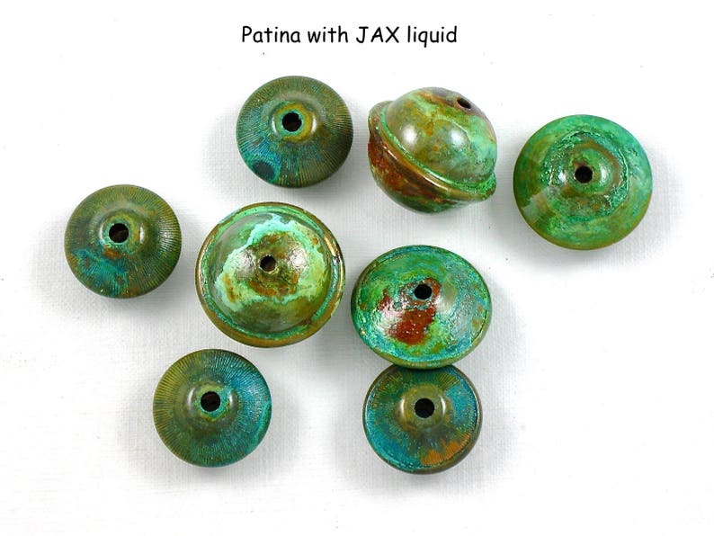 4 large saucer BEADS raw brass .75 inch wide with 2mm hole. These are so much fun to work with. image 3