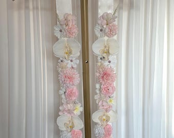 Pastel Pink Floral Graduation Lei – Customizable High School College Grad Sash