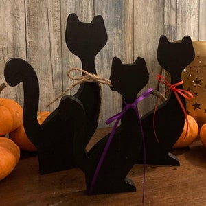 Black Cat, Halloween Cat, Wooden Cat Decor, Halloween Decor, Fall Decor, Farmhouse, Spooky Cat, Wood Crafts, Hand Painted