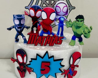 Adorno para tarta de Spidey y sus amigos - Cumpleaños de Spider y sus amigos