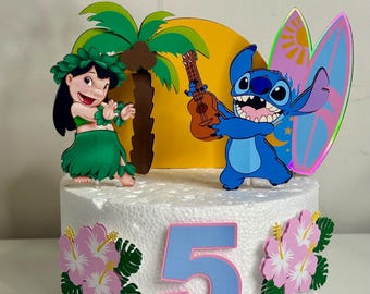 Adorno para tarta de Stitch y Lilo - Adorno para tarta de Stich