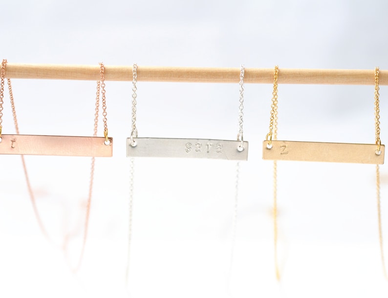 Engraved Necklace New Baby Gifts Silver Bar Necklace