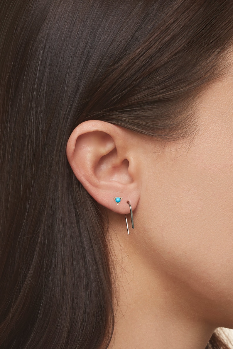 Platinum Earrings U Shaped Hoops