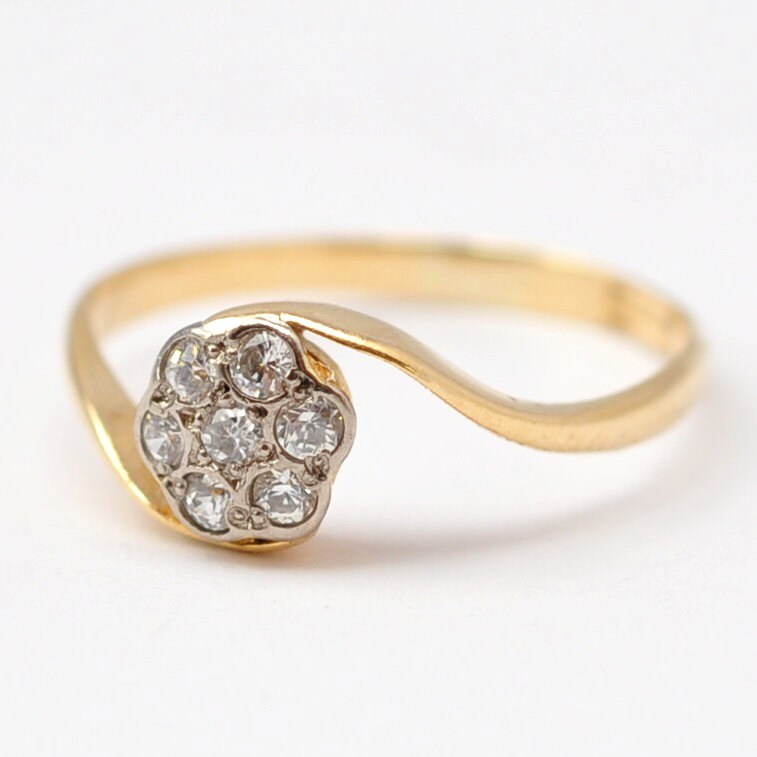 Fake Diamond Rings Art Deco 18K Gold Size 6 Etsy