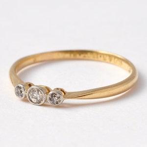 Wedding Rings Antique 18K Yellow Gold, Platinum & Diamonds Bands For Women Art Deco Size 8 / 8.25