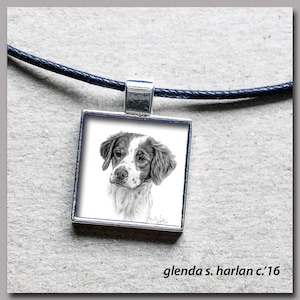 Brittany Spaniel Dog Silver Pendant and Black Adjustable Cord - Dog Jewelry, Dog Mom Gift, Brittany Lover, Gift for Her, Dog Charm