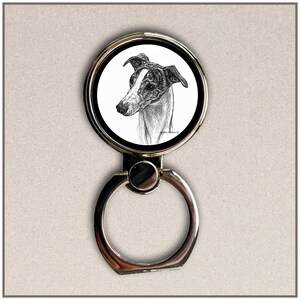 Whippet Hound Art, Phone Ring Stand, Finger Holder