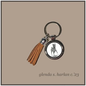 Miniature Pinscher Dog Key Ring Hand Colored Graphite Drawing Key Chain Dog Lover Gift Dog Mom Gift.